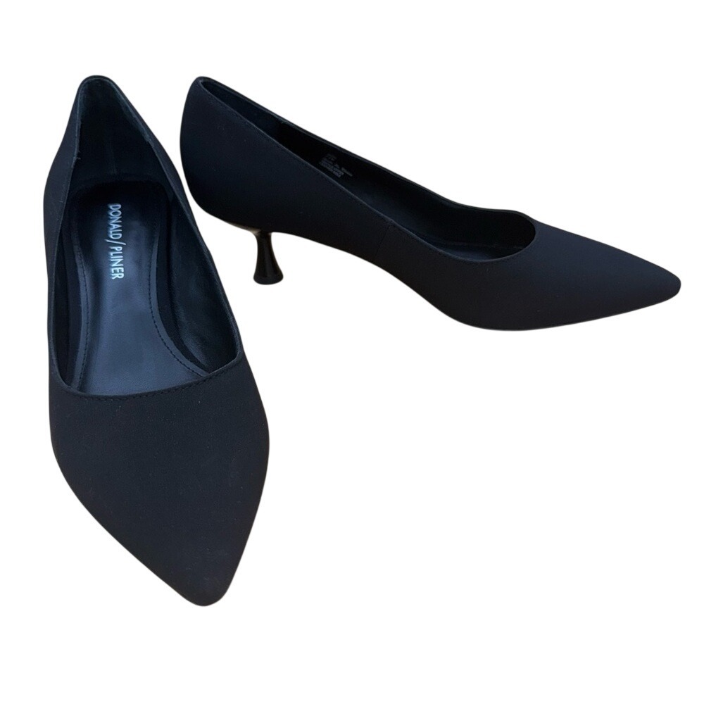 Donald J. Pliner Bon‎ Black Crepe Pump with Kitten Heel, Women's 7.5, EUC